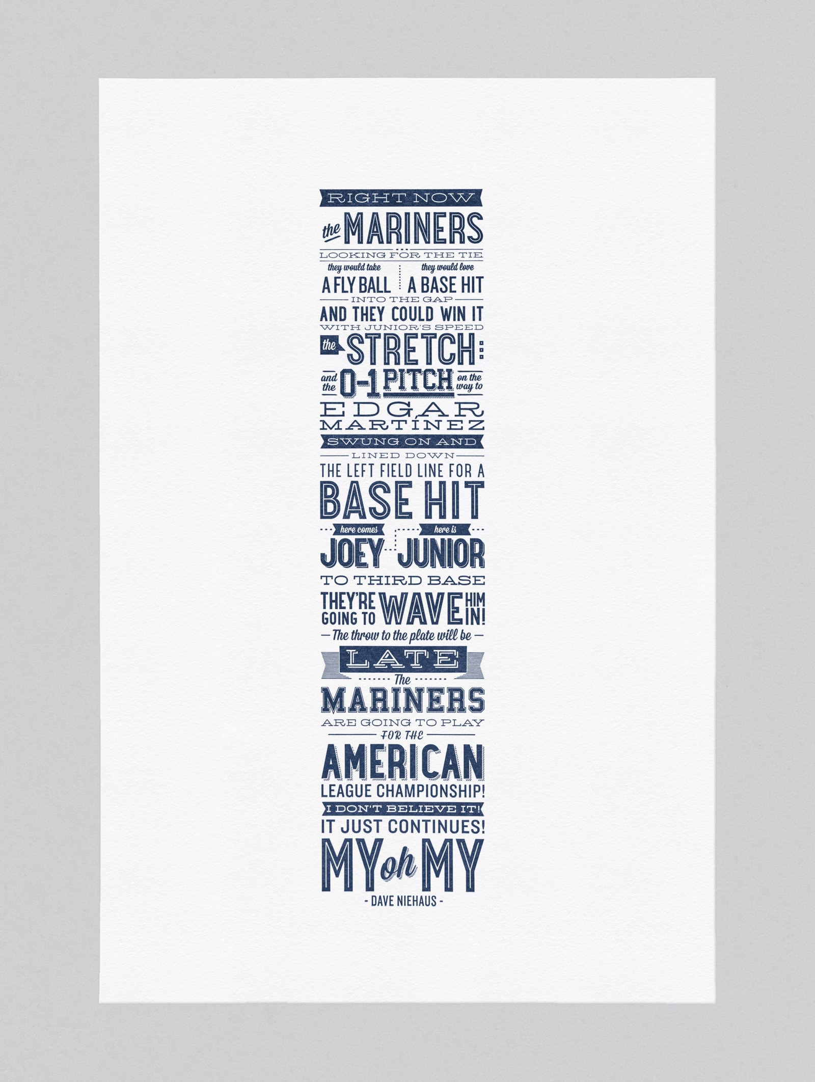 ‘My oh My’ Poster Seattle Mariners Dave Niehaus